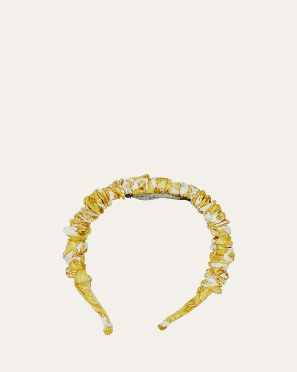 Girl's Barocco-Print Ruched Headband